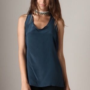 Original 2007 Elizabeth and James 100% Teal Silk Scarf Open Back Top